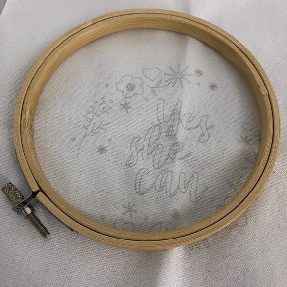 New w/box  "Yes She Can" Embroidery Kit Beginners 9.5" circle white cotton Gift - Picture 8 of 12
